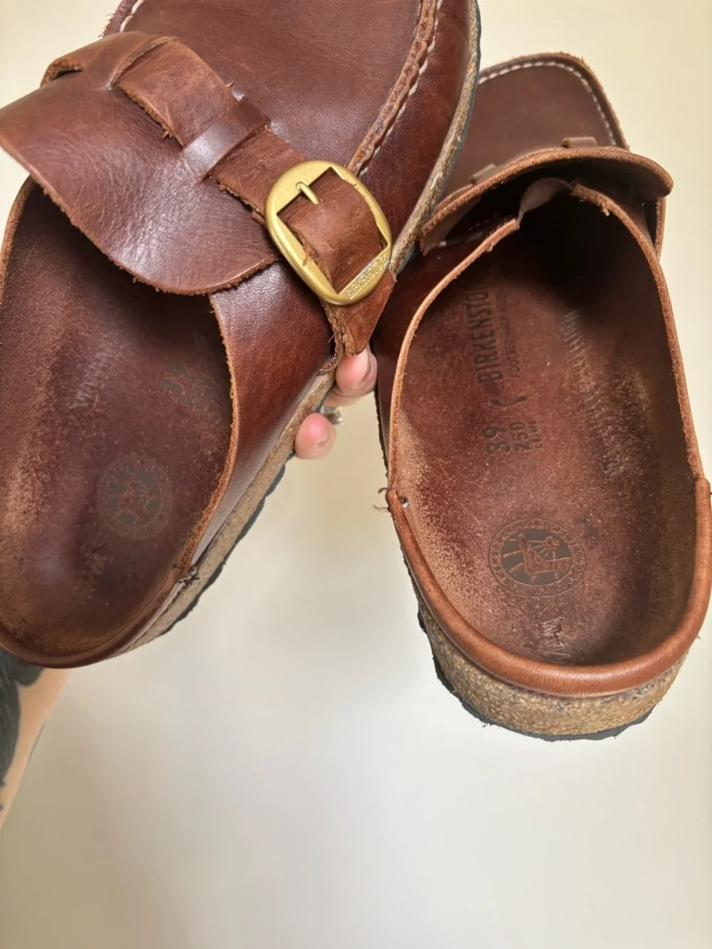 Birkenstock Buckley Oiled Leather Clogs In Cognac - Picture 10 of 12